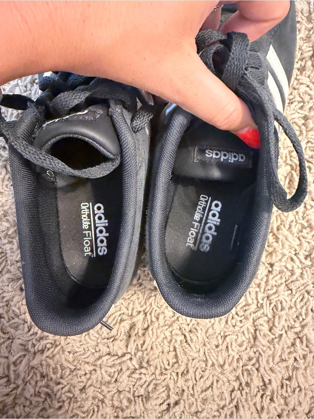 adidas Black Sneakers with White Stripes and Gum Sole - Picture 4 of 4